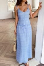 Strappy maxi skirt and crop top co-ord set for summer