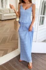 Strappy maxi skirt and crop top co-ord set for summer