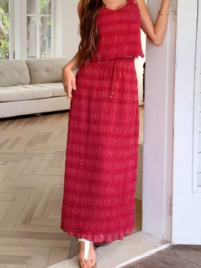 Strappy Maxi Skirt & Crop Top Co-ord Set – Summer Outfit Strappy Maxi Skirt & Crop Top Co-ord Set – Summer Outfit