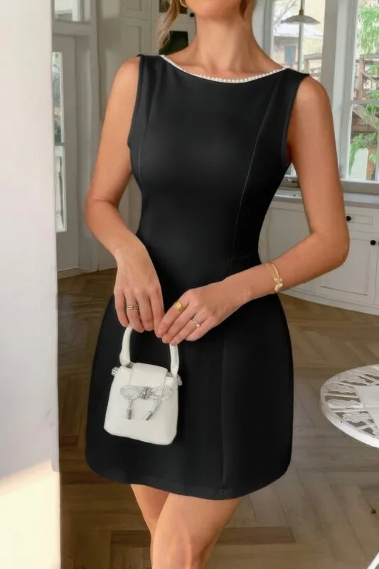 Sleeveless Ruffle Bowknot Back Fit Mini Dress