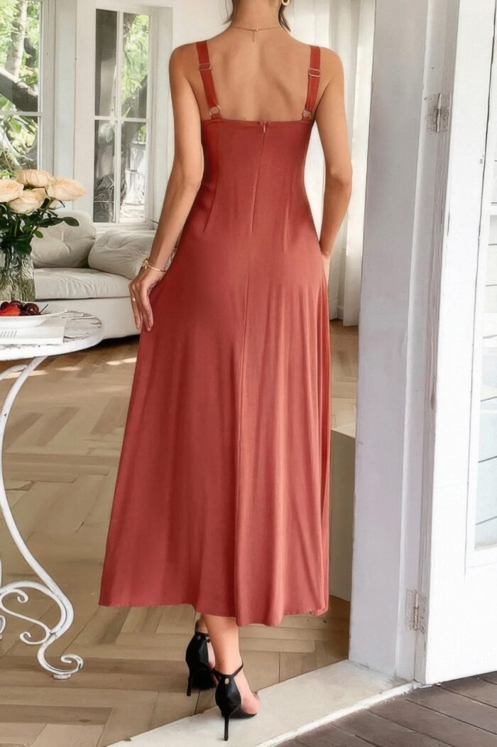 Strip contrast binding linen blend cami dress - image 4
