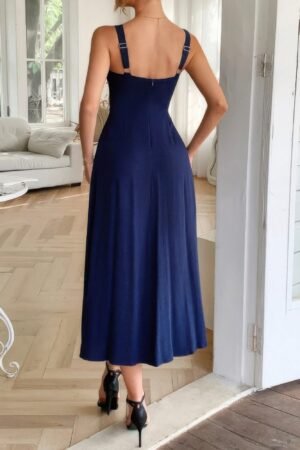 Strip Contrast Binding Linen Blend Cami Dress Strip Contrast Binding Linen Blend Cami Dress