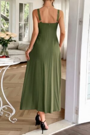 Strip Contrast Binding Linen Blend Cami Dress Strip Contrast Binding Linen Blend Cami Dress