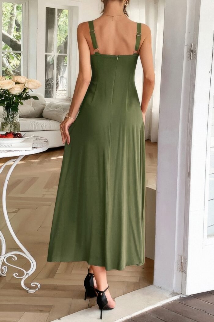 Strip contrast binding linen blend cami dress - image 10