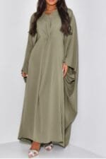 Plain V Neck Loose Fit Shift Maxi Dress