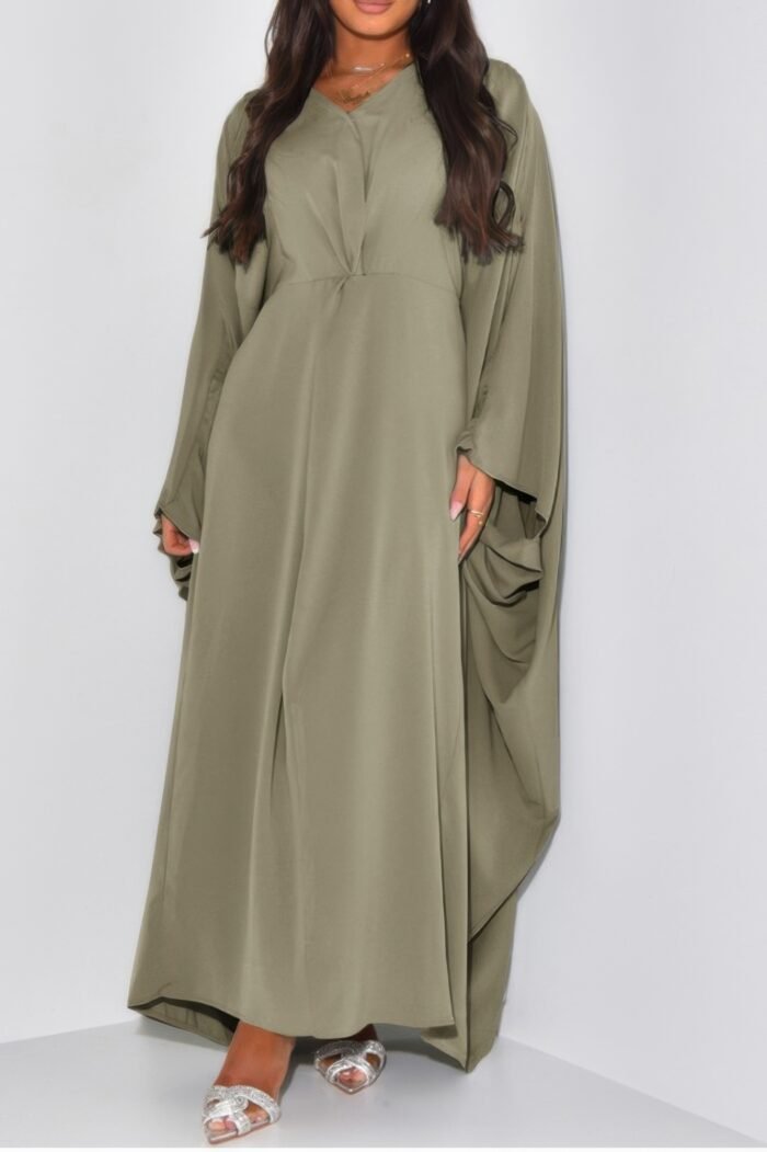 Plain v neck loose fit shift maxi dress - image 2