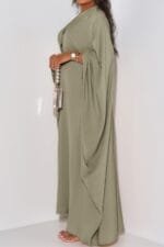 Plain V Neck Loose Fit Shift Maxi Dress