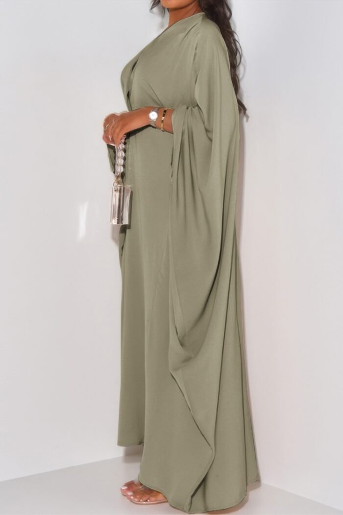 Plain v neck loose fit shift maxi dress - image 3