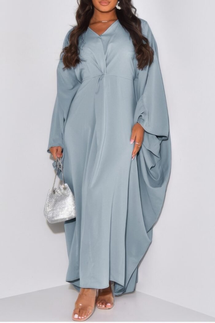 Plain v neck loose fit shift maxi dress - image 5