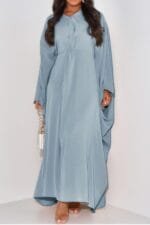 Plain V Neck Loose Fit Shift Maxi Dress