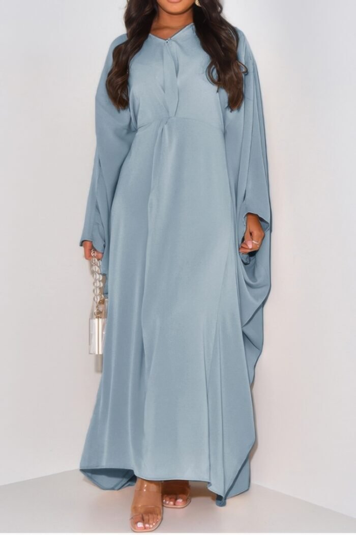 Plain v neck loose fit shift maxi dress - image 6