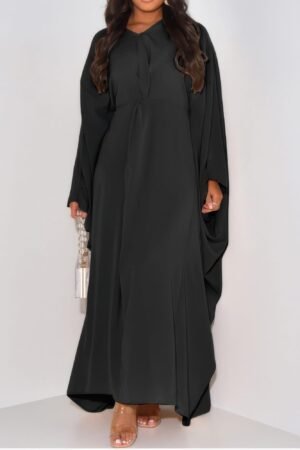 Plain V Neck Loose Fit Shift Maxi Dress Plain V Neck Loose Fit Shift Maxi Dress