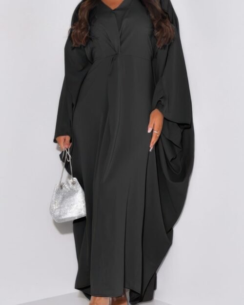 plain v neck loose fit shift maxi dress