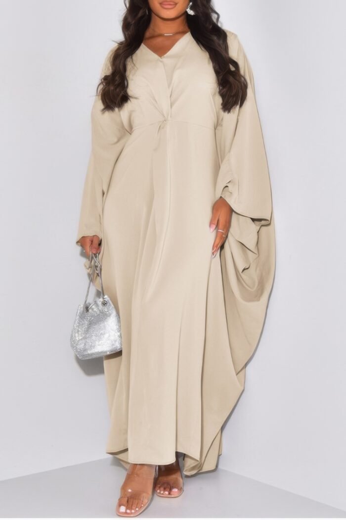 Plain v neck loose fit shift maxi dress - image 14