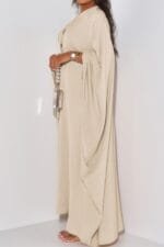 Plain V Neck Loose Fit Shift Maxi Dress