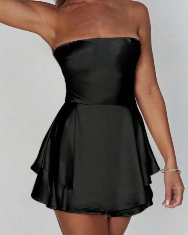 Solid Backless Lace Up Tube Fit Mini Dress