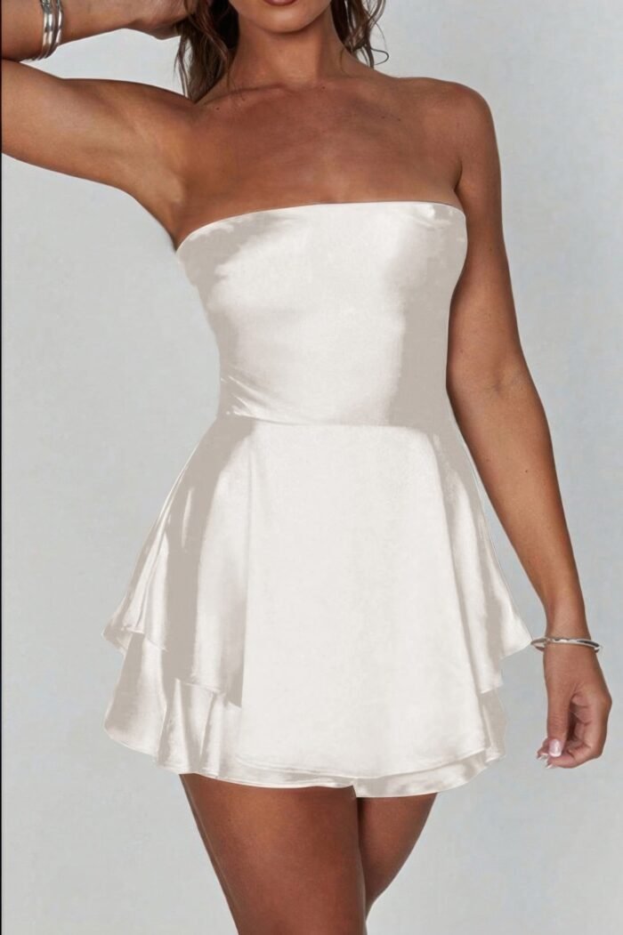 Solid backless lace up tube fit mini dress - image 6
