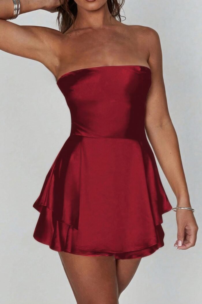 Solid backless lace up tube fit mini dress - image 13