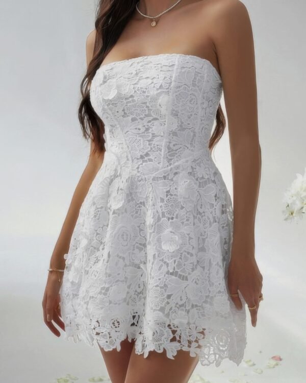 White Lace Tube Mini Dress - Hugs The Body For a Sleek