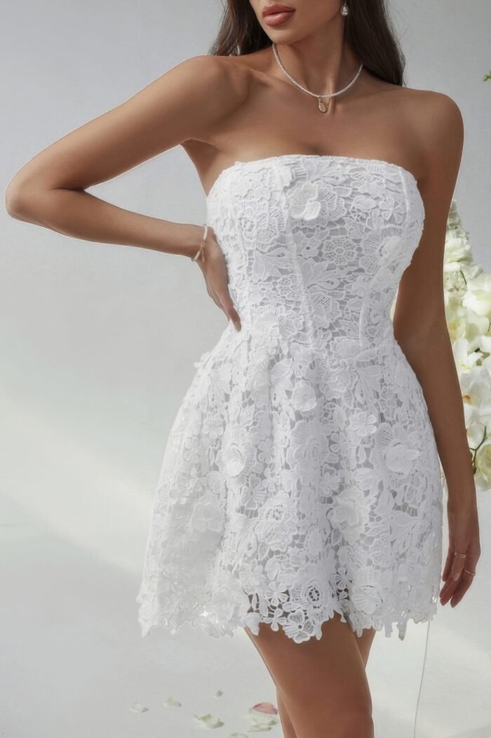 Solid lace up lace mini fit tube dress - image 2
