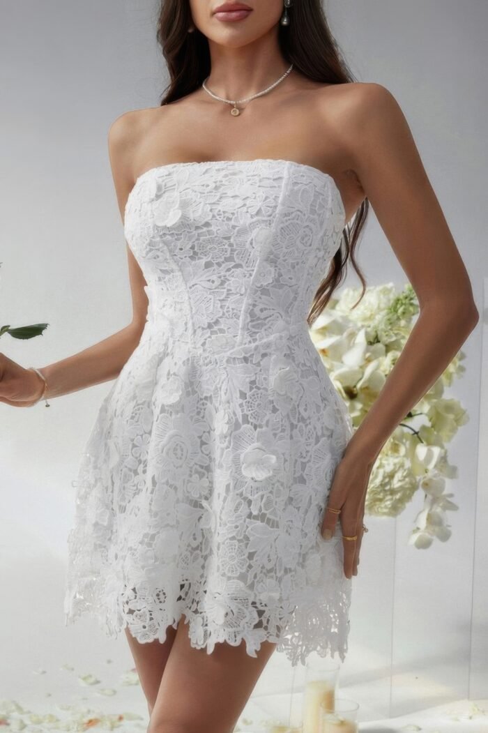 Solid lace up lace mini fit tube dress - image 3