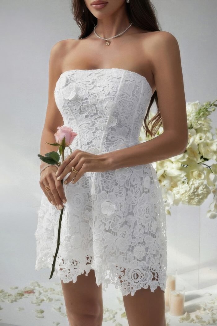 Solid lace up lace mini fit tube dress - image 5