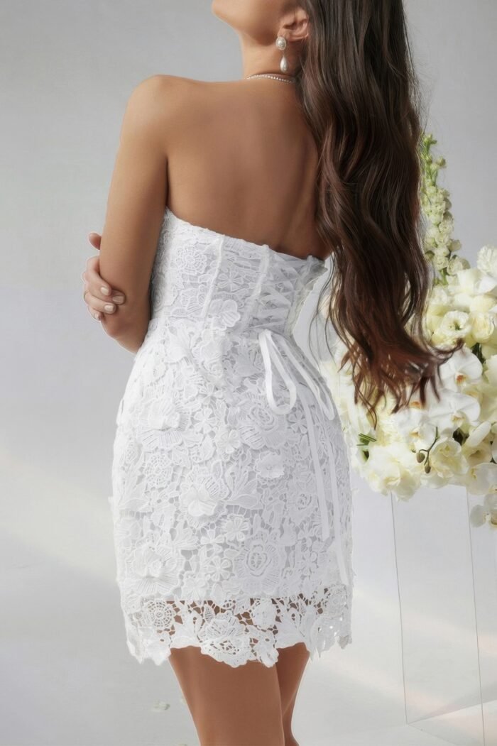 Solid lace up lace mini fit tube dress - image 6