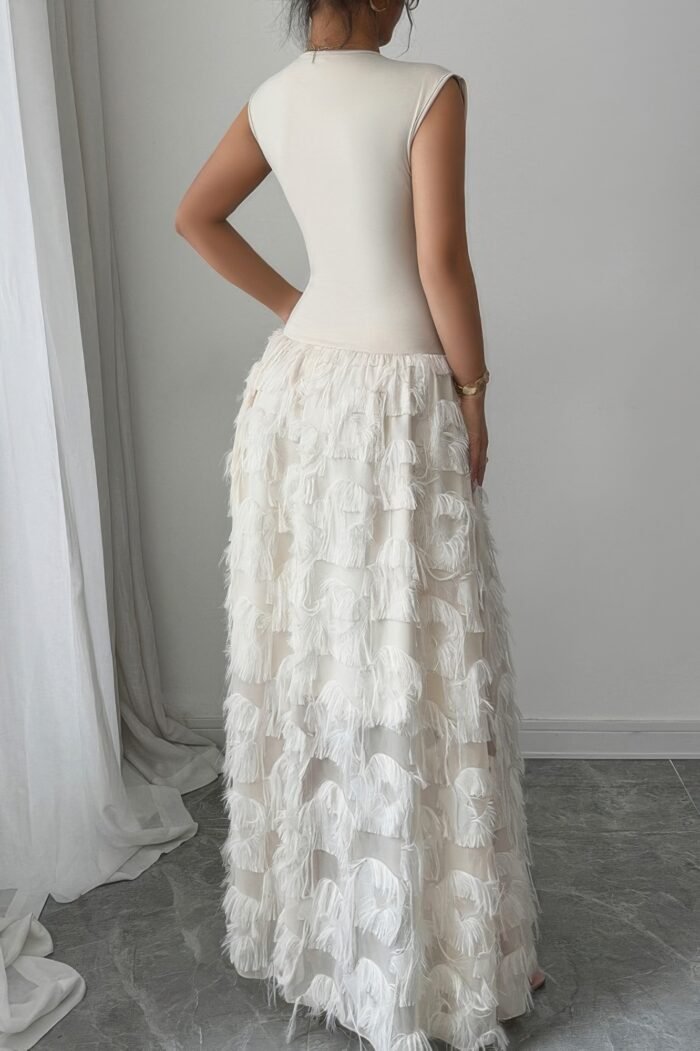 Solid v neck ruched texture splice sleeveless dress - image 12