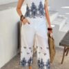 Twp Pieces Tile Inspired Embroidery Sleeveless Set