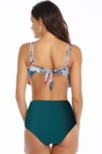Floral Printed Ruffles Ruffle High Waist Swimsuit