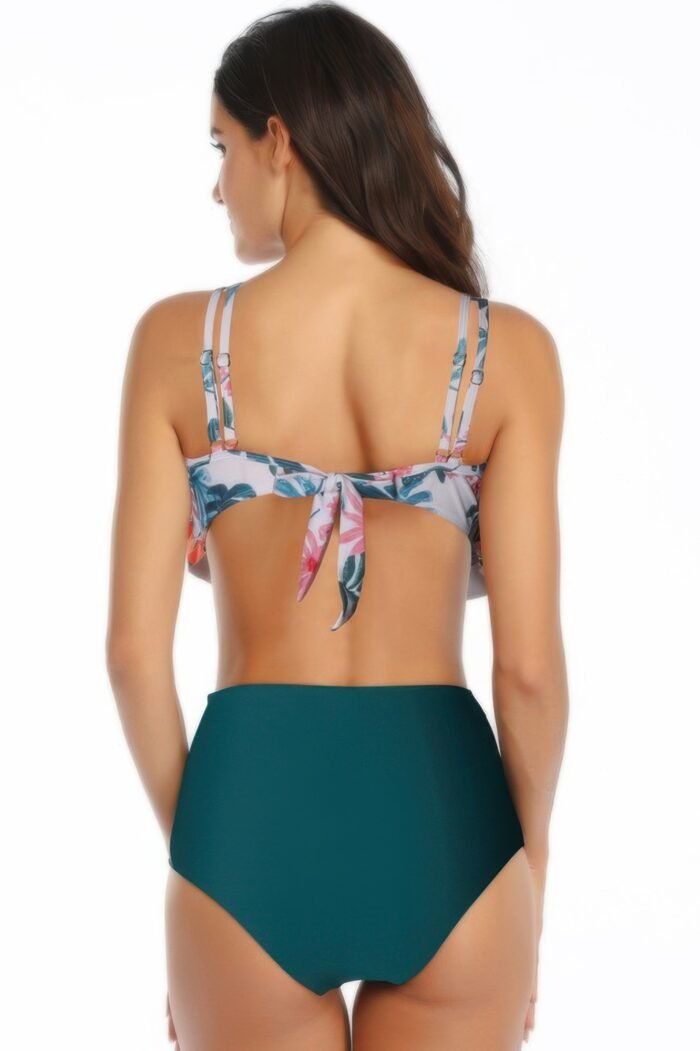 Floral printed ruffles ruffle high waist swimsuit - image 3