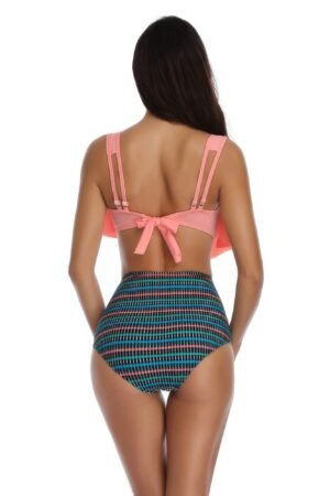 Floral Printed Ruffles Ruffle High Waist Swimsuit