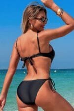 Solid Knot Cut Out High Cut Swimsuit