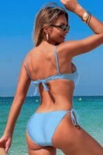 Solid Knot Cut Out High Cut Swimsuit
