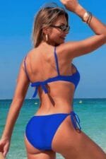 Solid Knot Cut Out High Cut Swimsuit