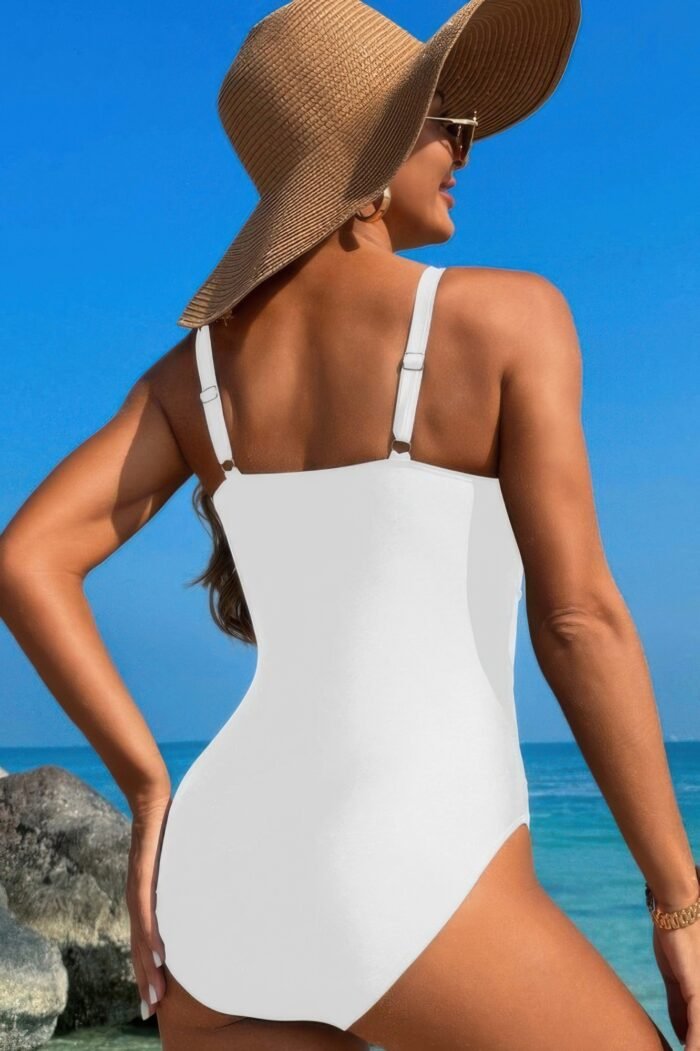 One piece color block lace high cut swimsuit - image 3