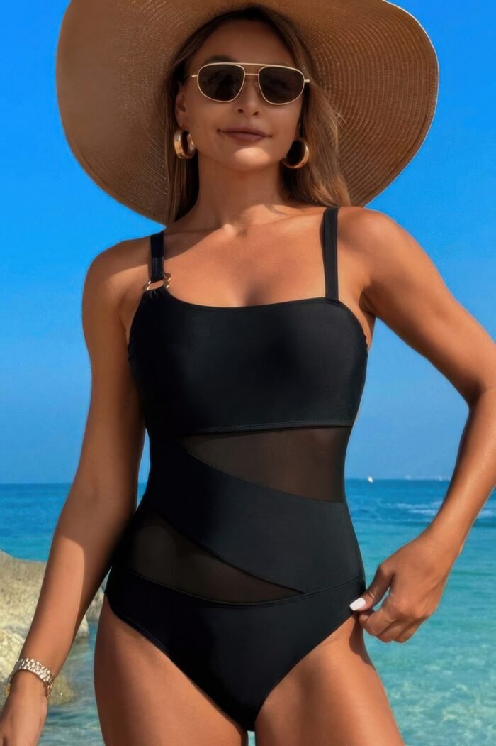 One piece color block lace high cut swimsuit - image 4