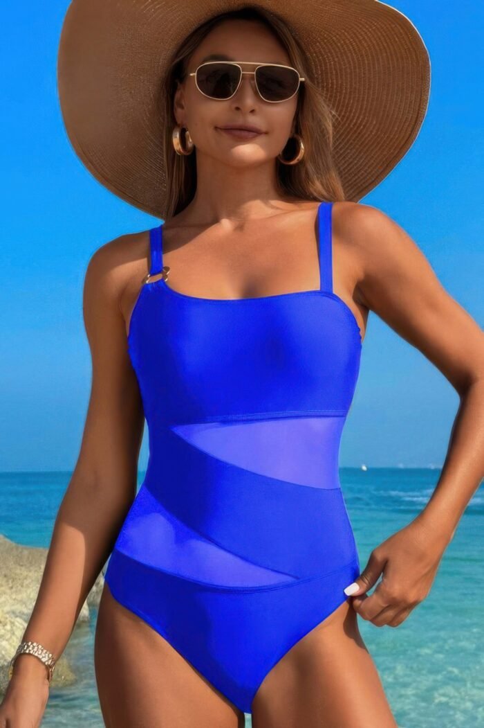 One piece color block lace high cut swimsuit - image 10