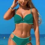 Two Pieces Color Black Cut Out Knot Bikini