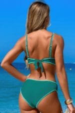 Two Pieces Color Black Cut Out Knot Bikini