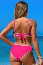 Two Pieces Color Black Cut Out Knot Bikini