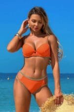 Two Pieces Color Black Cut Out Knot Bikini