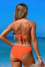 Two Pieces Color Black Cut Out Knot Bikini