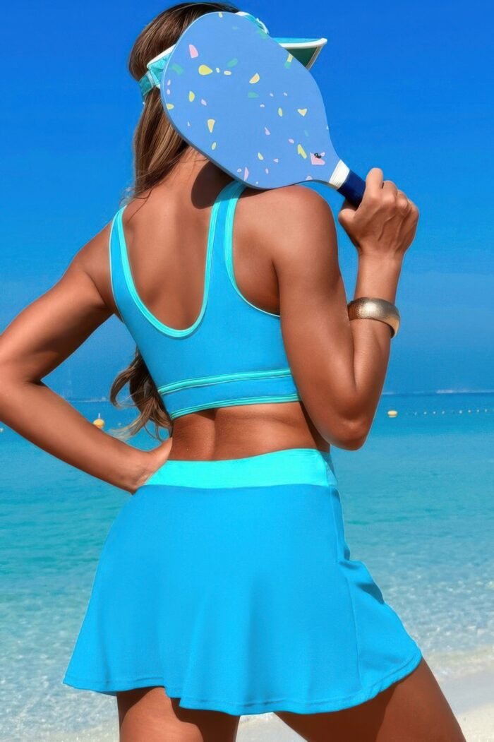 Color block two pieces high waisted skirt swimsuit - image 12