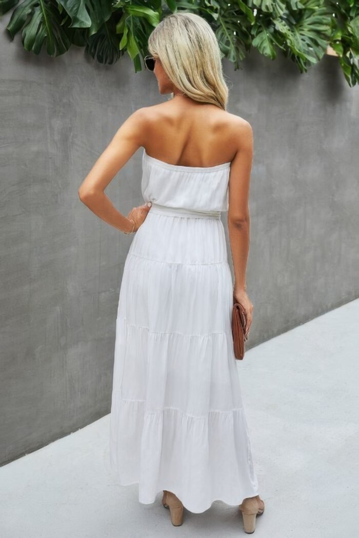 Off Shoulder Waist Tie Ruffle Dress - Image 2