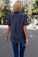 Button Up Open Front Solid Shirt