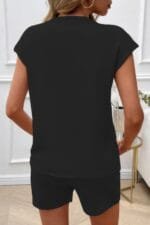 Two Pieces Solid Round Neck Cap Sleeve Loose Set