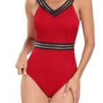 Solid Knit Sleeveless Lace Tirm Fit Swimsuits