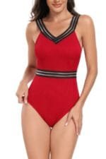 Solid Knit Sleeveless Lace Tirm Fit Swimsuits