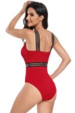 Solid Knit Sleeveless Lace Tirm Fit Swimsuits